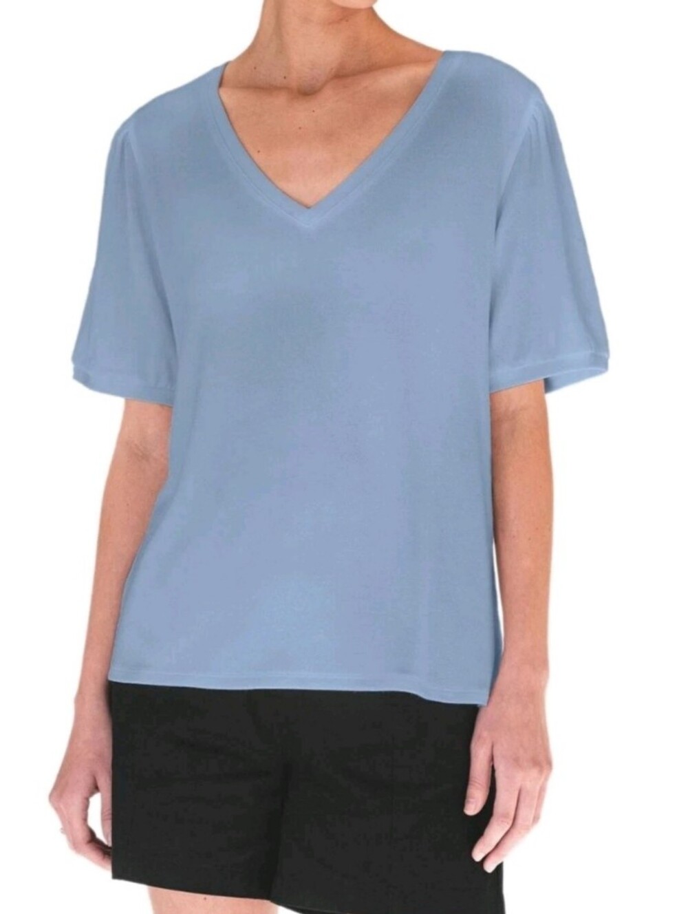 Mod Ref Womens Short Sleeve Vee Neck Top Size XS New